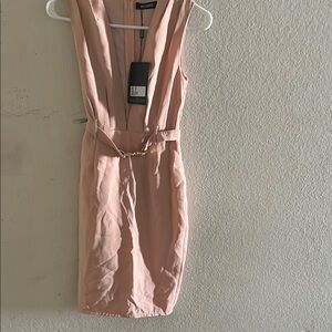 Missguided Pink Tie Front Plunge Mini Dress